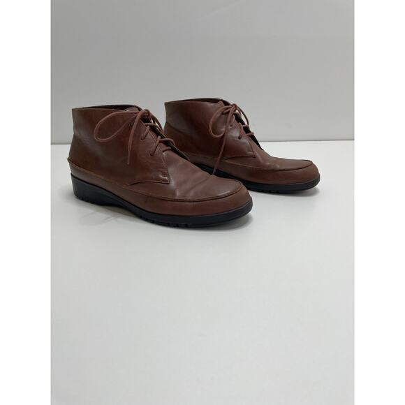 Life Stride Ankle Boots Brown Soft Leather Lace Up Round Toe Casual Women's 9M - Picture 2 of 11